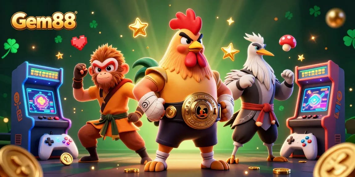 Play thrilling games at Gem88 with colorful characters and vibrant casino elements!