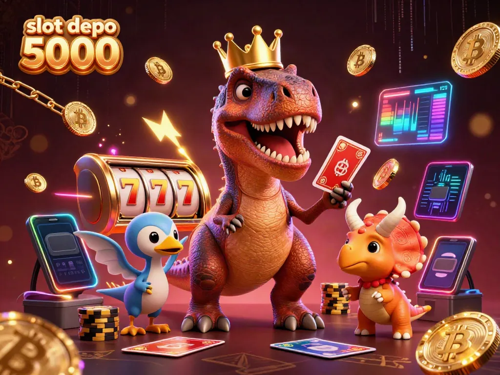 Engage in thrilling gameplay at slot depo 5000 with vibrant 3D characters and casino elements.
