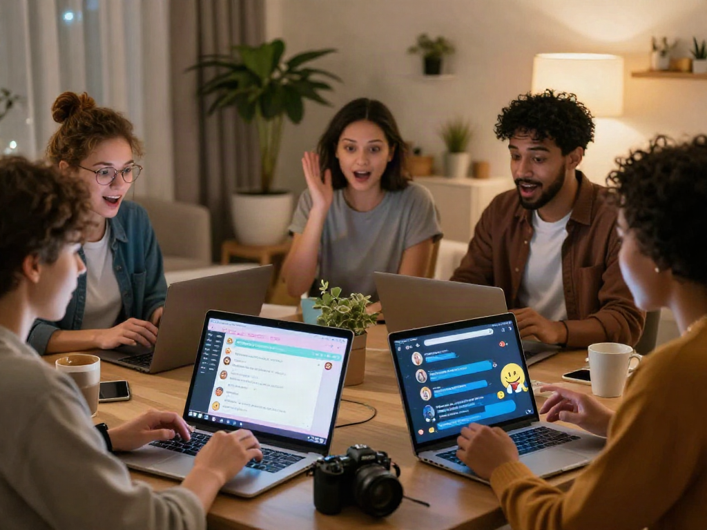 Engaging virtual conversation featuring diverse individuals in a porn chat AI setting, showcasing modern digital interaction.
