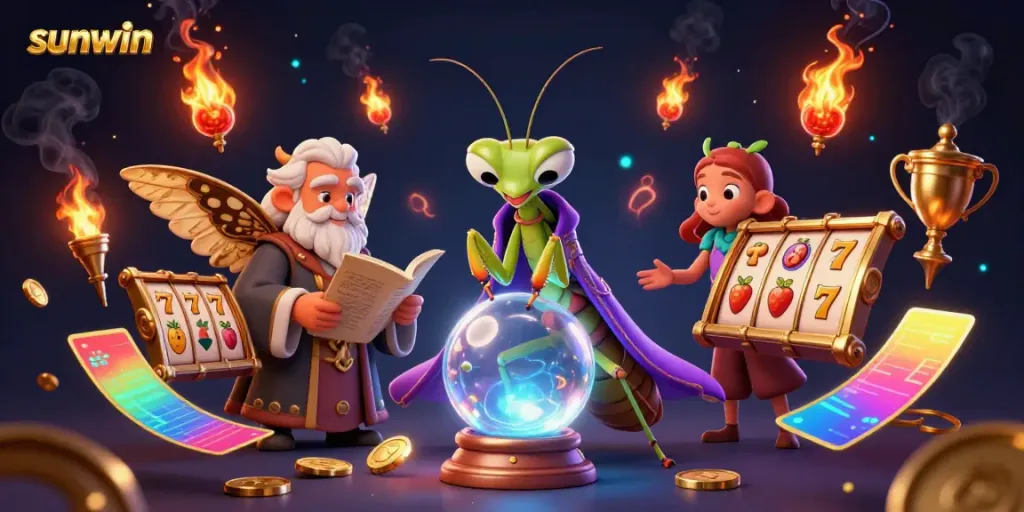 Engage in thrill with sunwin’s vibrant casino scene featuring magical elements and slot machines.