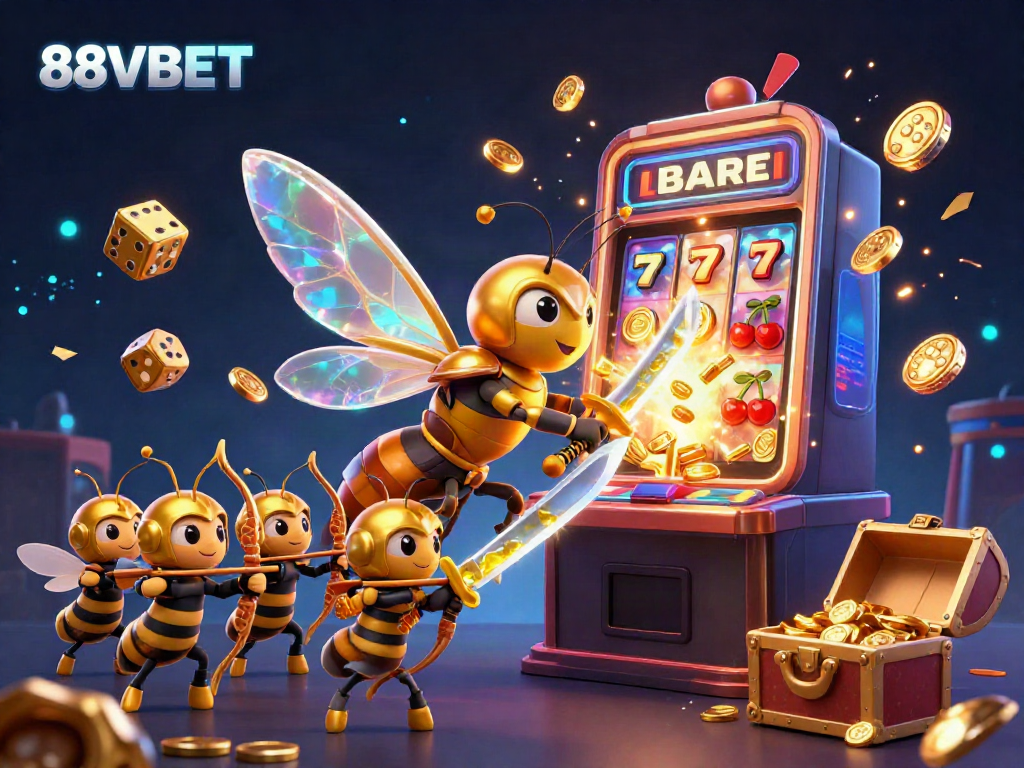 Join the thrilling casino adventure with 88VBET as hornet warriors celebrate a slot machine jackpot!