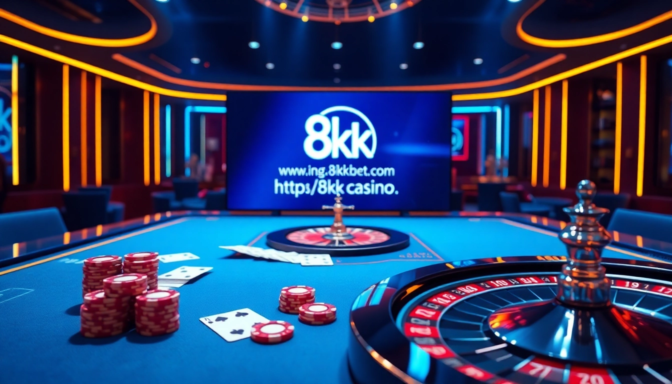 Experience the thrill of online gaming at https://8kkbet.com/ with luxurious tables and vibrant ambiance.