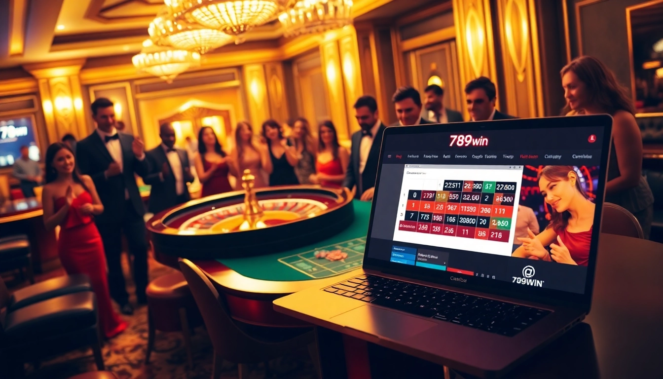 Players enjoying a thrilling roulette game at 789win online casino table with colorful chips.