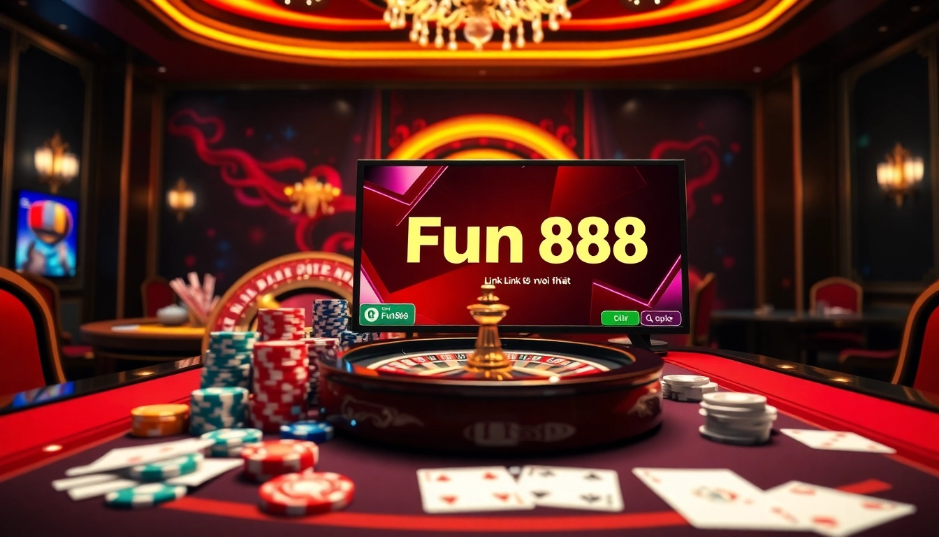 Experience the thrill of online gambling with the link fun88 mới nhất featuring vibrant casino elements.