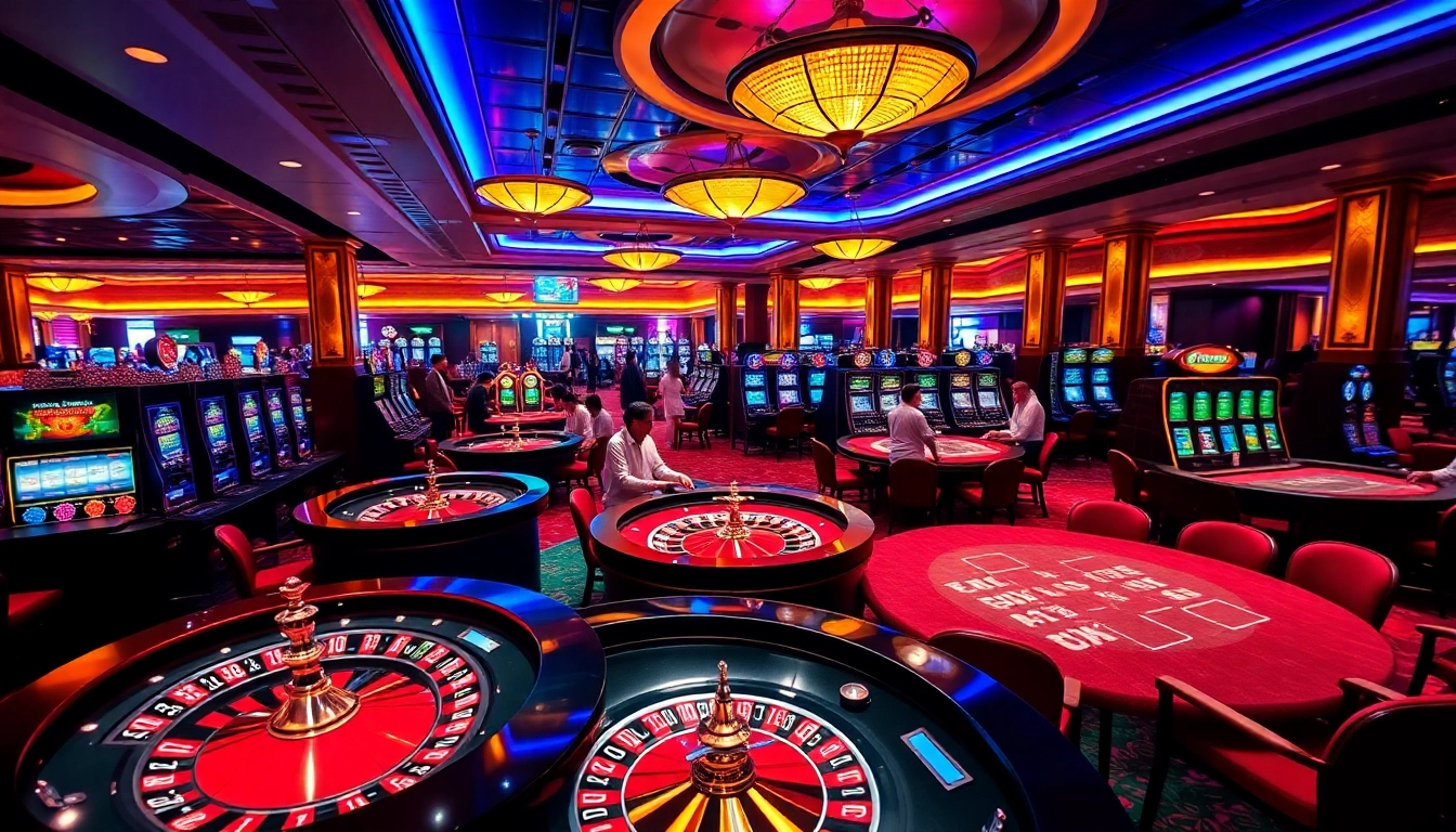 Engaging in thrilling gameplay at daftar sahamtoto casino with colorful poker chips and slot machines.