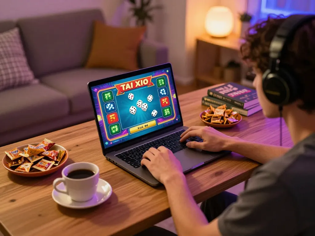 Engaging gameplay of tai xiu on a laptop screen, showcasing the excitement of online gambling