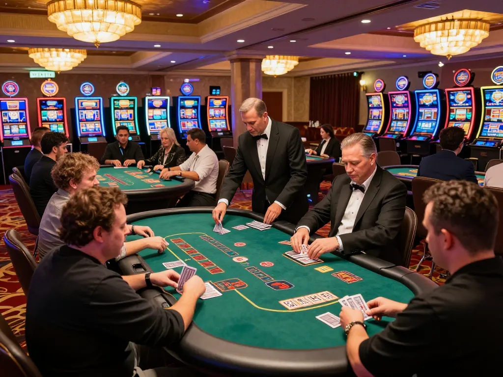 Players engaging in a thrilling game of blackjack at the casino, showcasing DA88 strategy and excitement