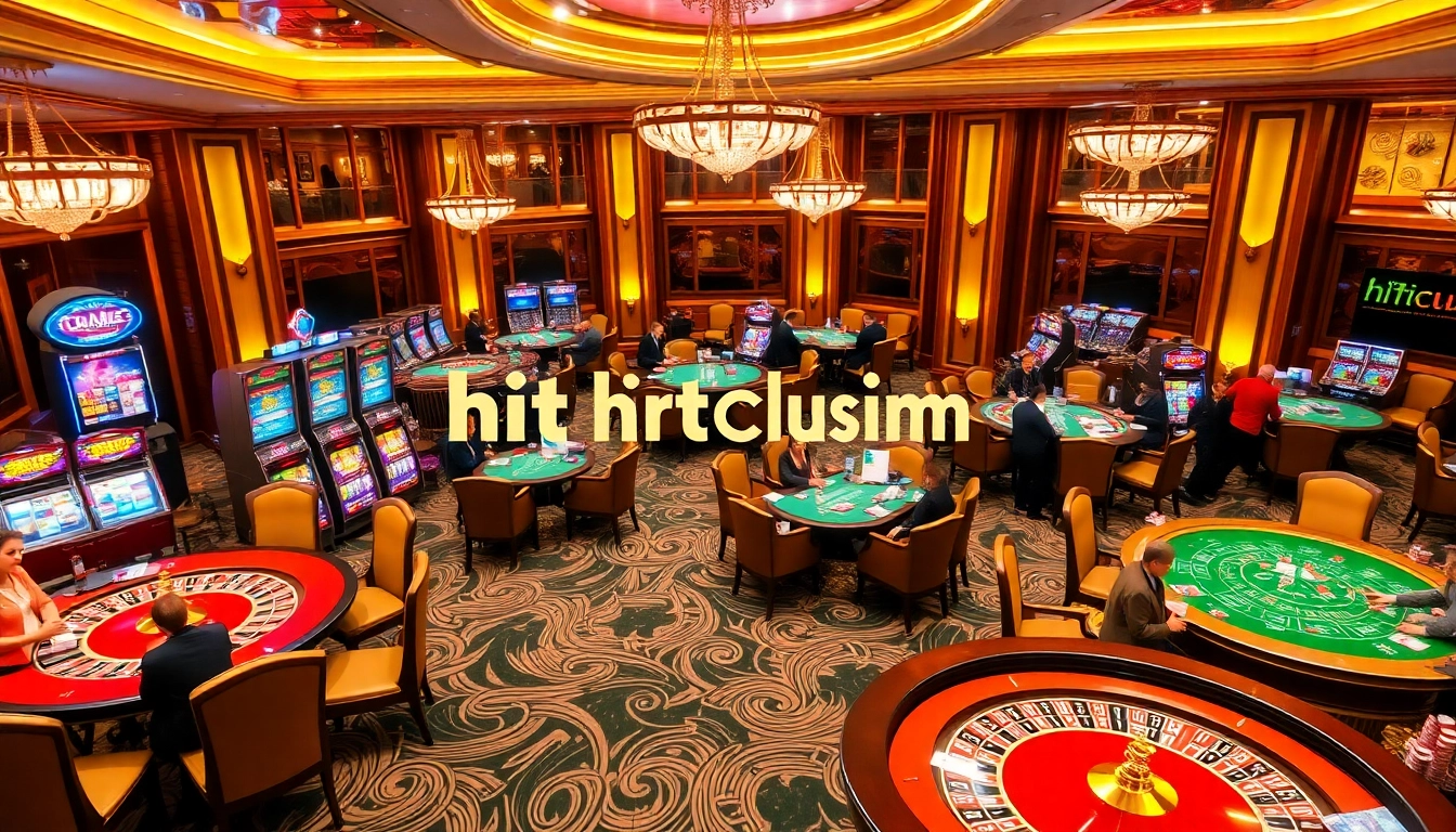 Experience high-stakes gambling action at Hitclub, featuring luxurious casino tables and vibrant gaming elements.