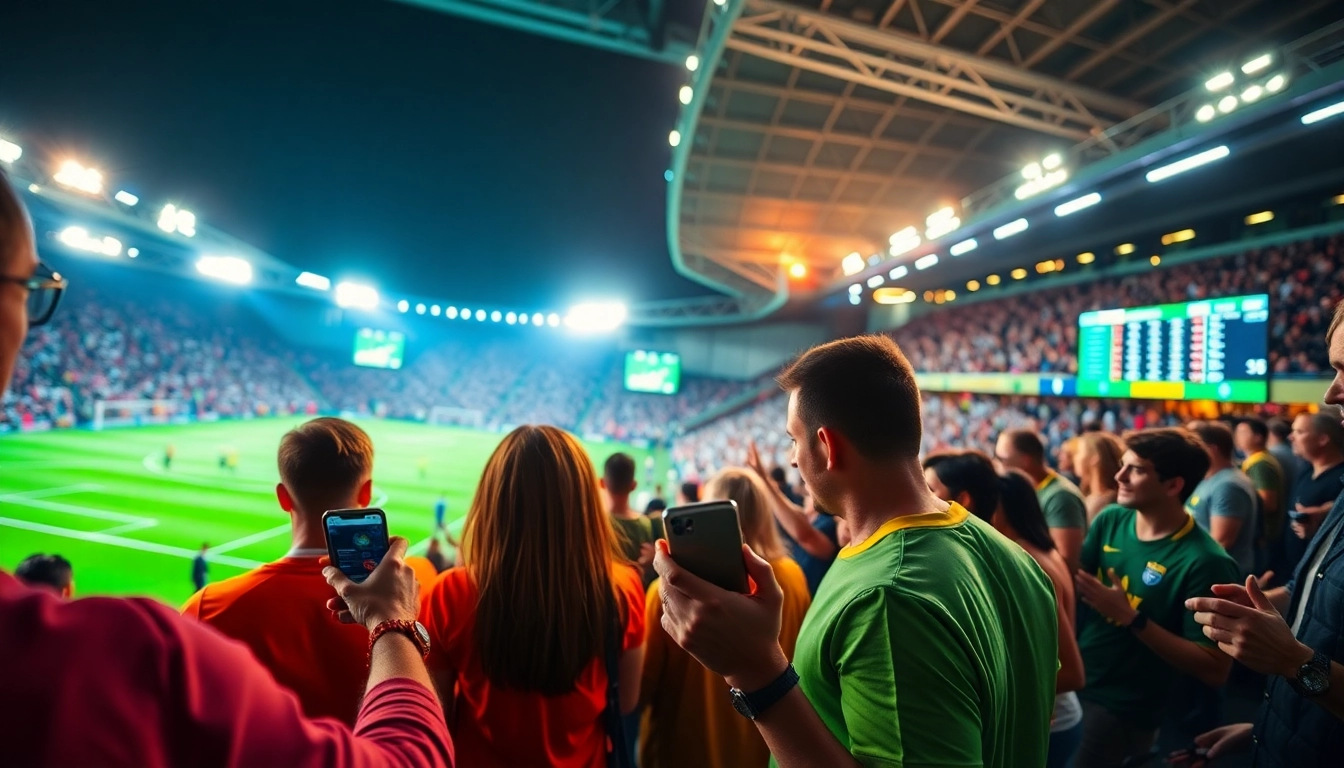 Fans engaging with kèo nhà cái hôm nay during an exciting football match atmosphere.