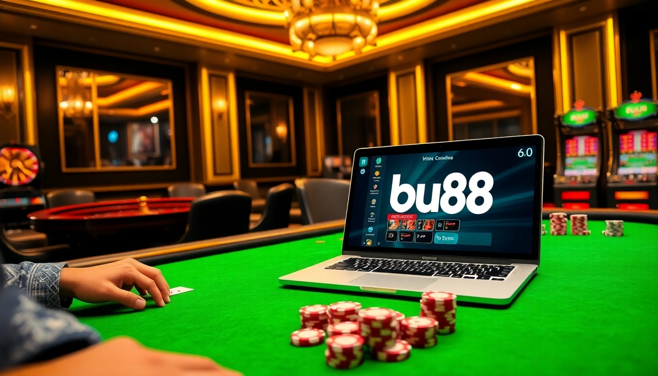 Experience thrilling blackjack at bu88's luxurious casino table, where high stakes meet elegance.