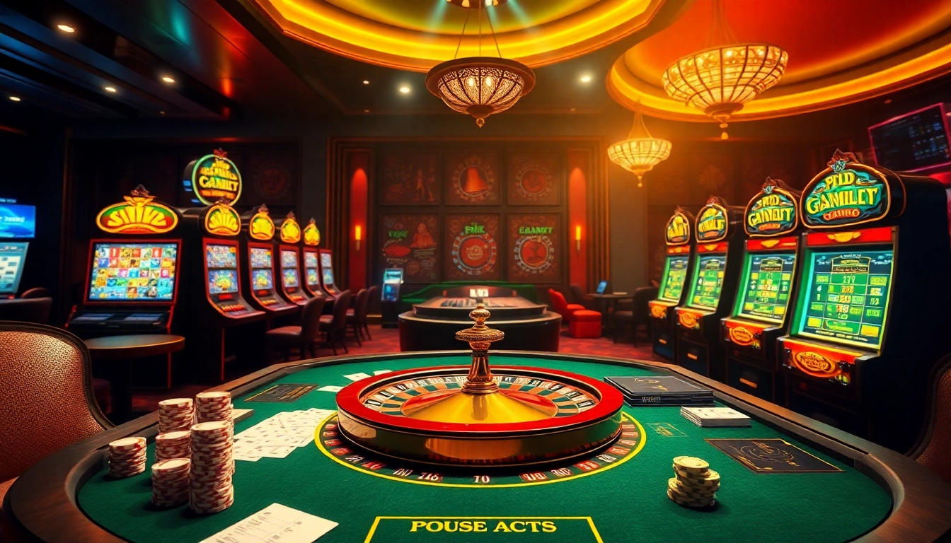 Experience the thrill of Nhà cái uy tín in a luxurious casino atmosphere featuring high-end gambling tables and vibrant slot machines.