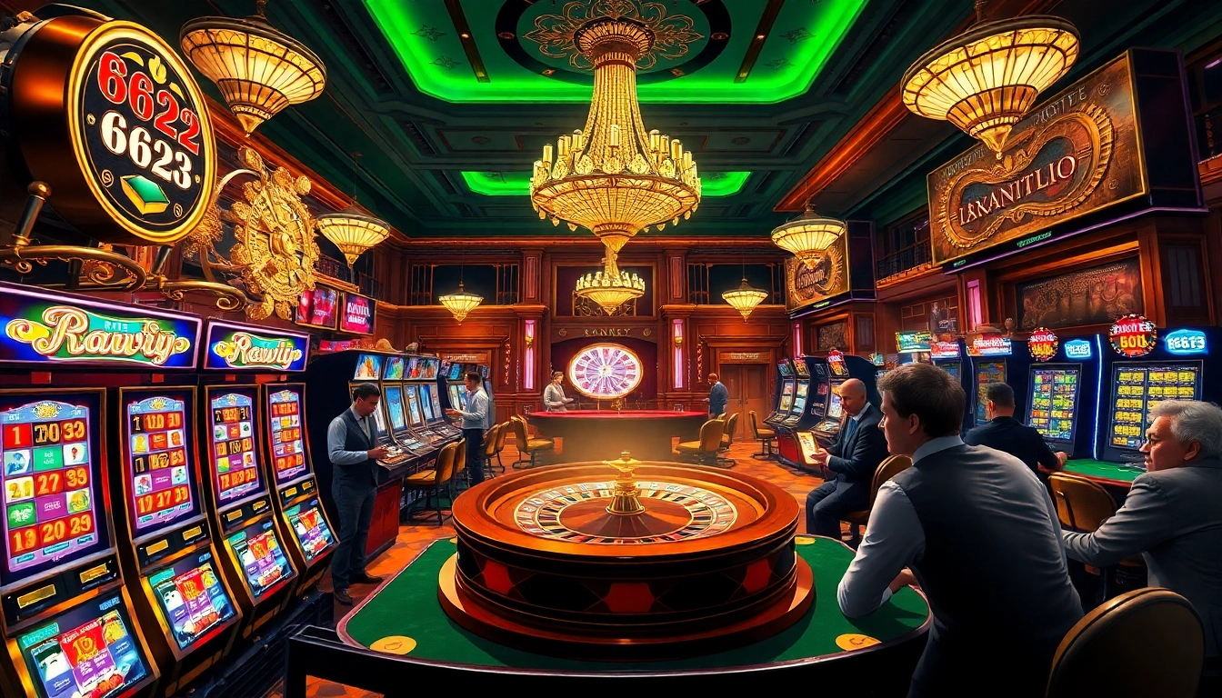 Players engaging with the exciting games at 6623 Casino, featuring vibrant slots and roulette.