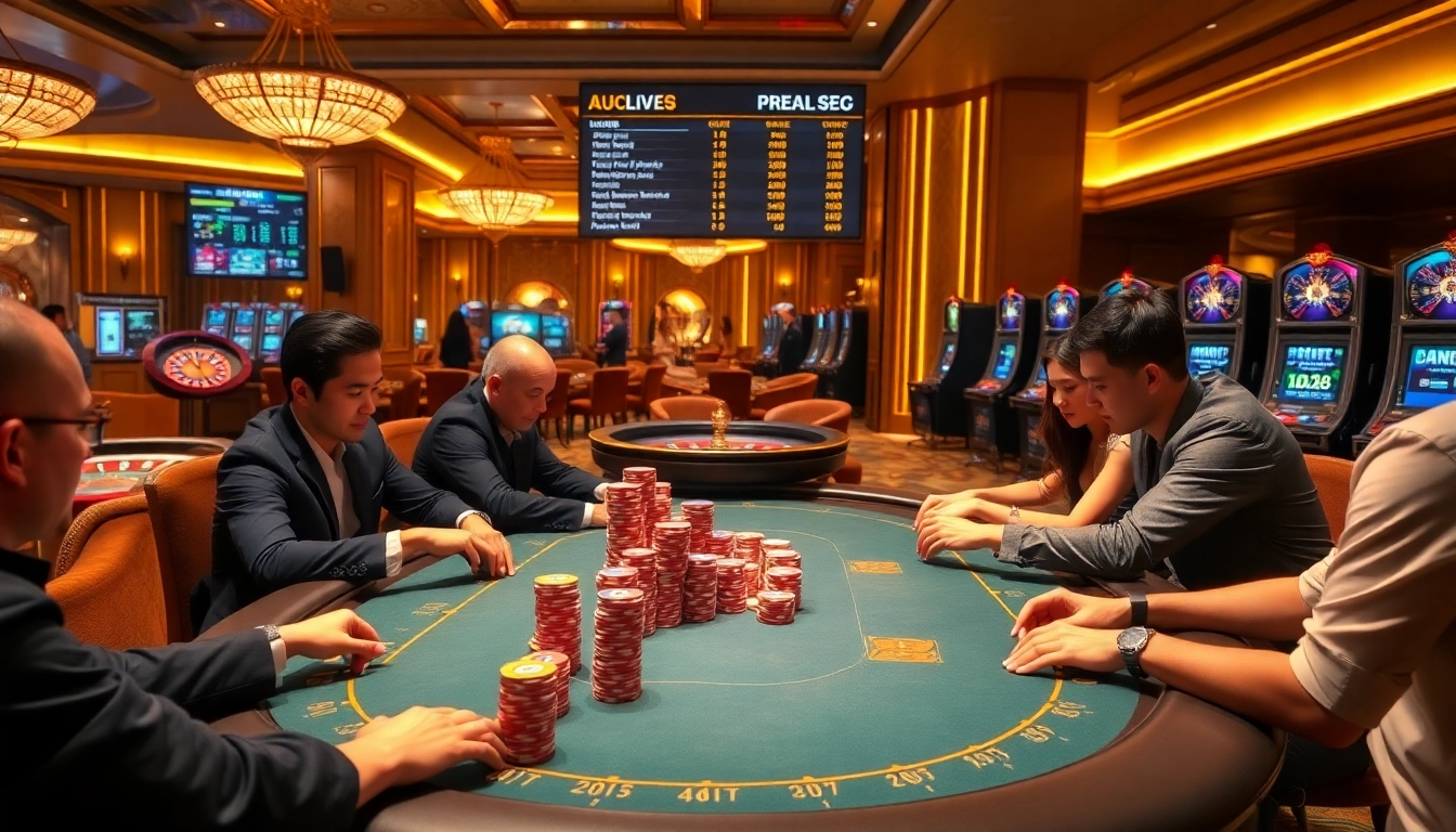 Betting on du88 in an exciting casino environment with poker chips and table action.
