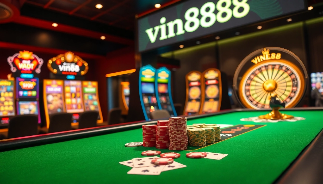 Experience the thrill of winning at vin88's luxurious casino tables filled with vibrant games.