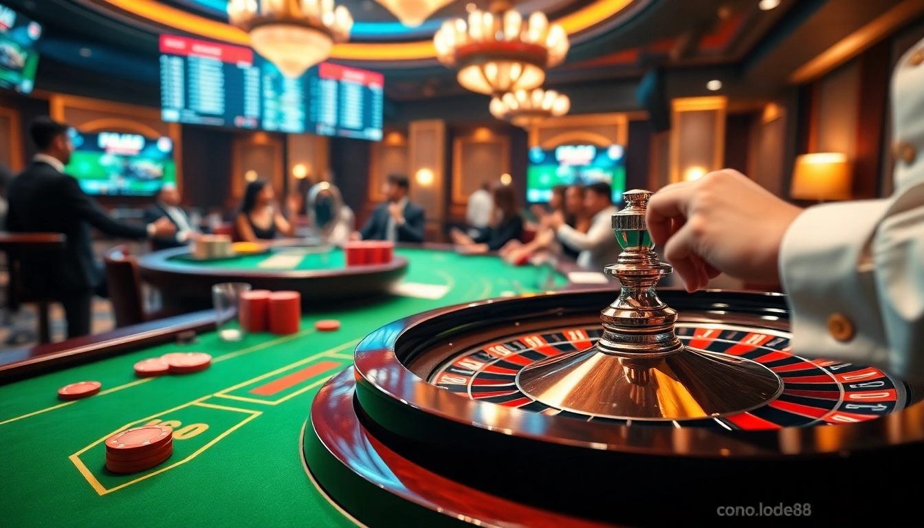 Dynamic roulette scene at lode88 casino, capturing excitement with vibrant chips and a winning atmosphere.