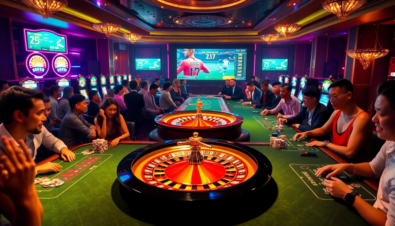 Experience thrilling moments at https://luongsontv23.com/ as players engage in high-stakes gambling at a vibrant casino.
