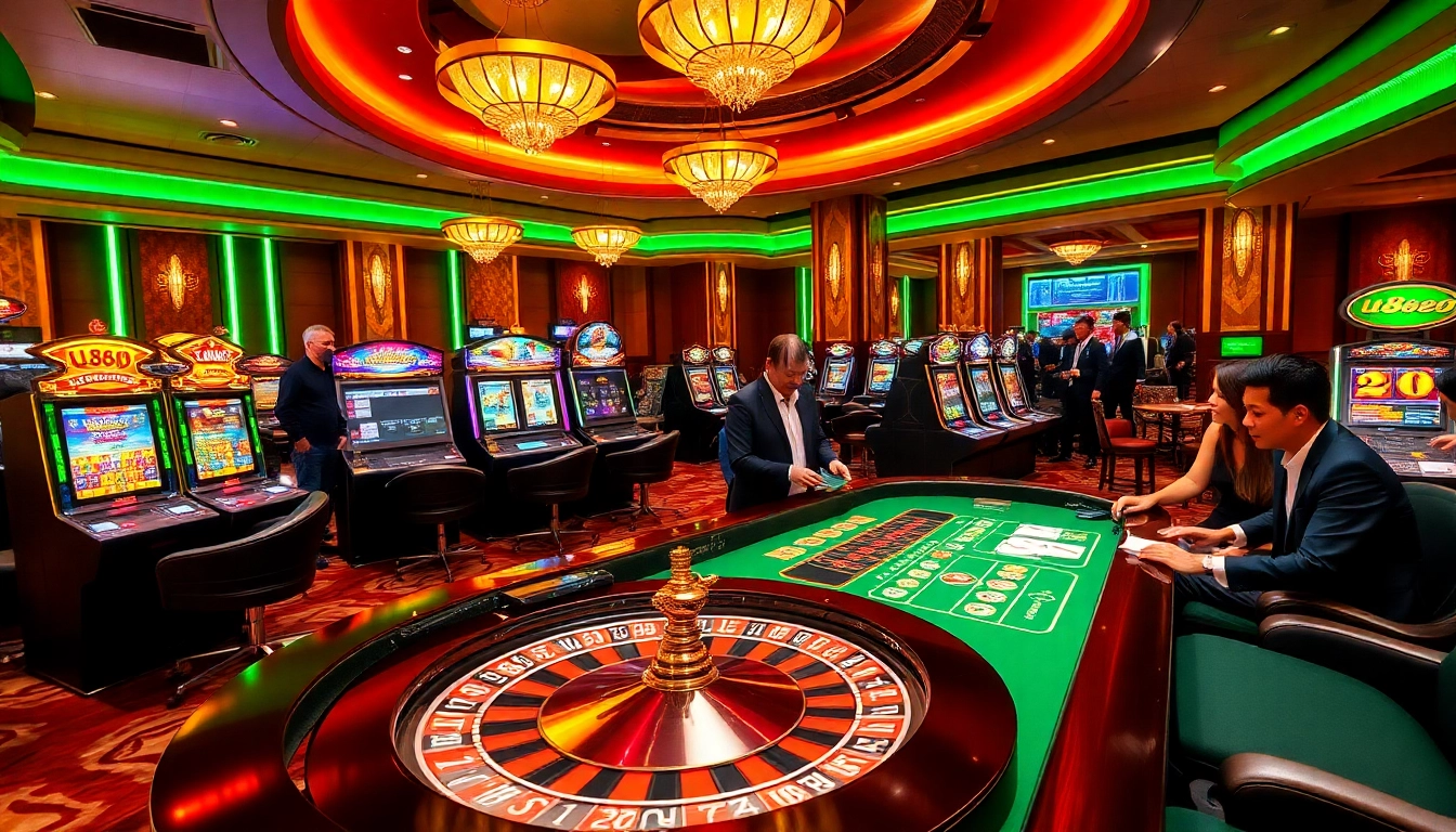Players placing bets on U8888's luxurious casino tables filled with excitement and action.