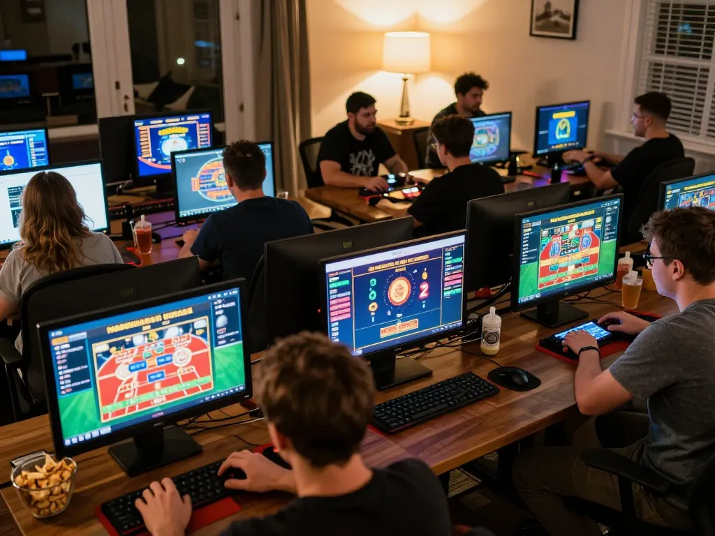 red88 players engage in strategic online gaming at home, showcasing competitive betting interfaces.
