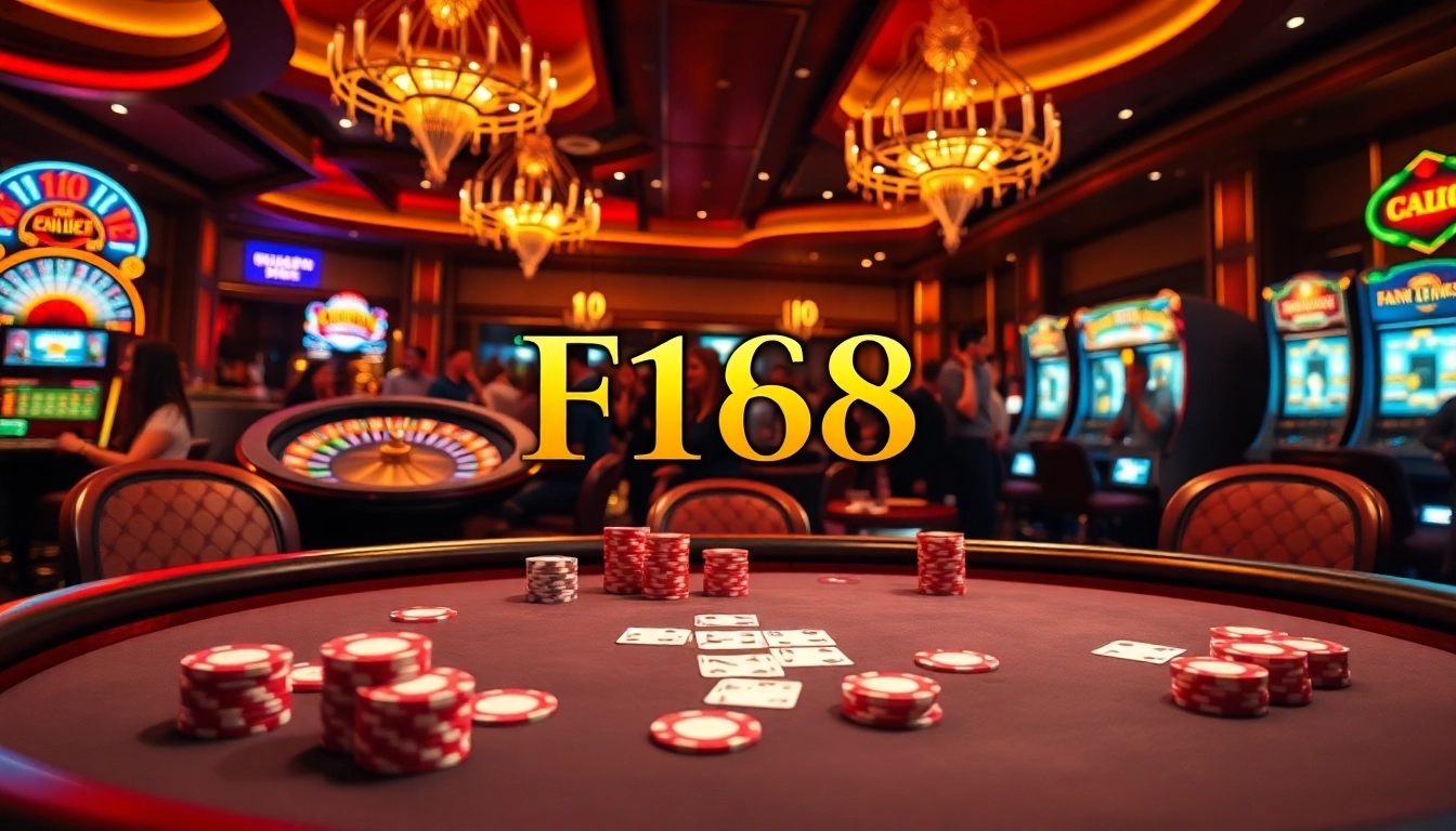 Players celebrating a win at F168 poker table with vibrant chips and cards.