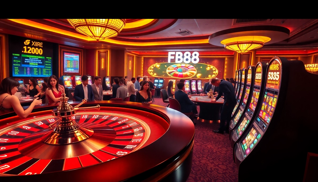 Players engaging in thrilling roulette action at fb88's luxurious online casino.