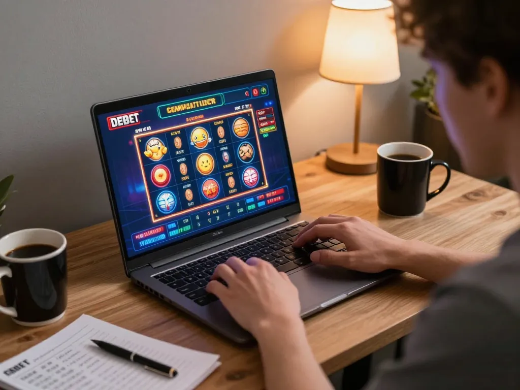Engaging home gaming scene featuring debet online casino gameplay, with a focus on strategic betting.