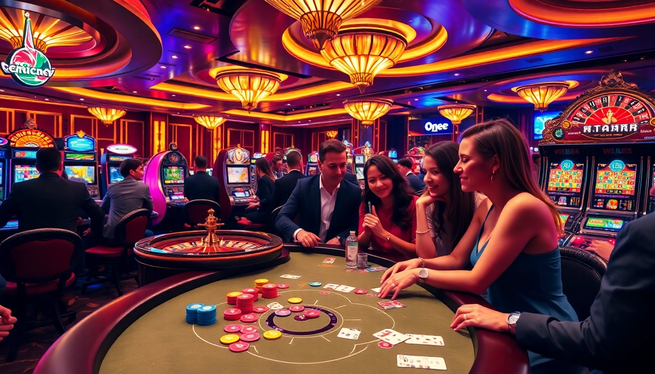 Players enjoying a thrilling game at one88's luxurious casino.