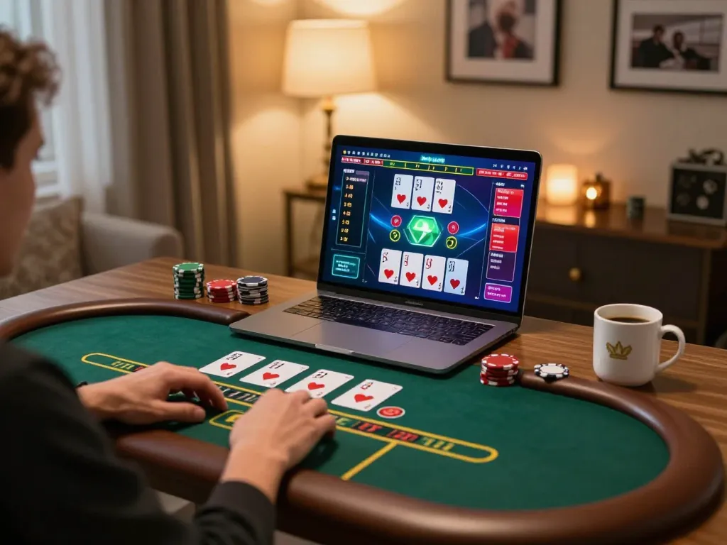 Player engaging in live dealer blackjack on TA88 while relaxing at home with a stylish setup