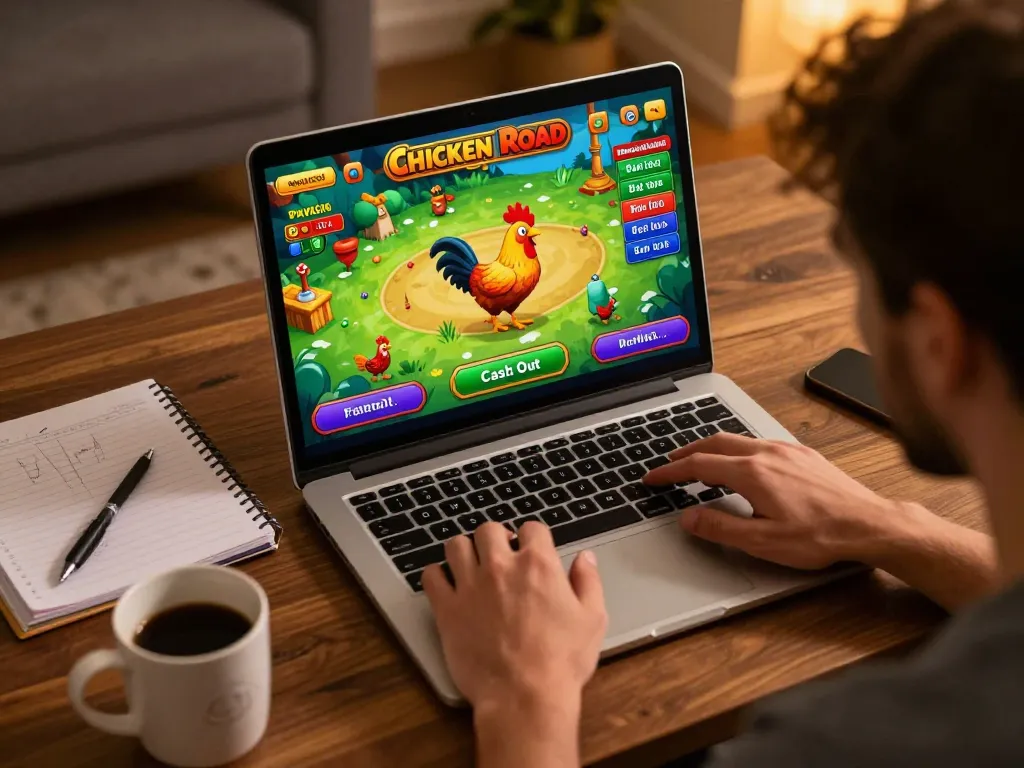 Scena di gioco coinvolgente che mostra chicken road recensioni mentre un giocatore naviga tra ostacoli nel gioco online.