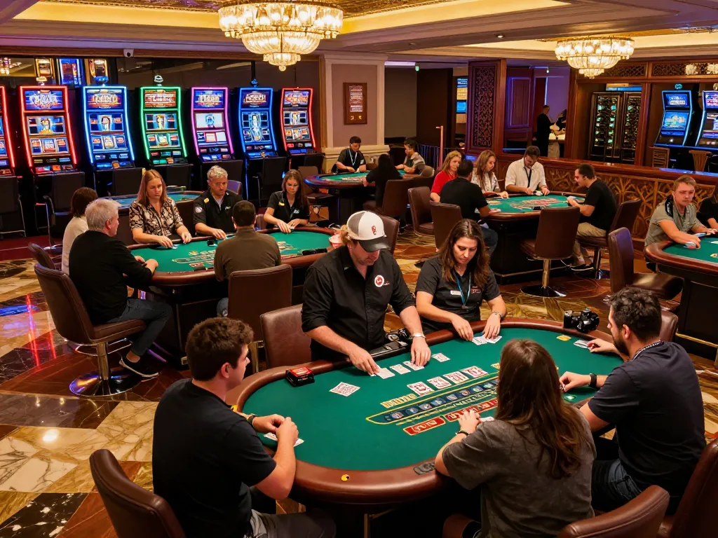 Players engaging at blackjack tables with VB88 branding, showcasing the thrill of casino gameplay