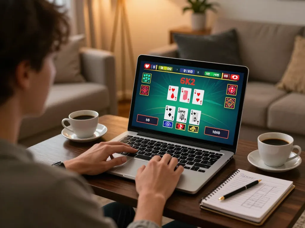 Player enjoying a thrilling KKWIN blackjack game online, immersed in strategic betting.