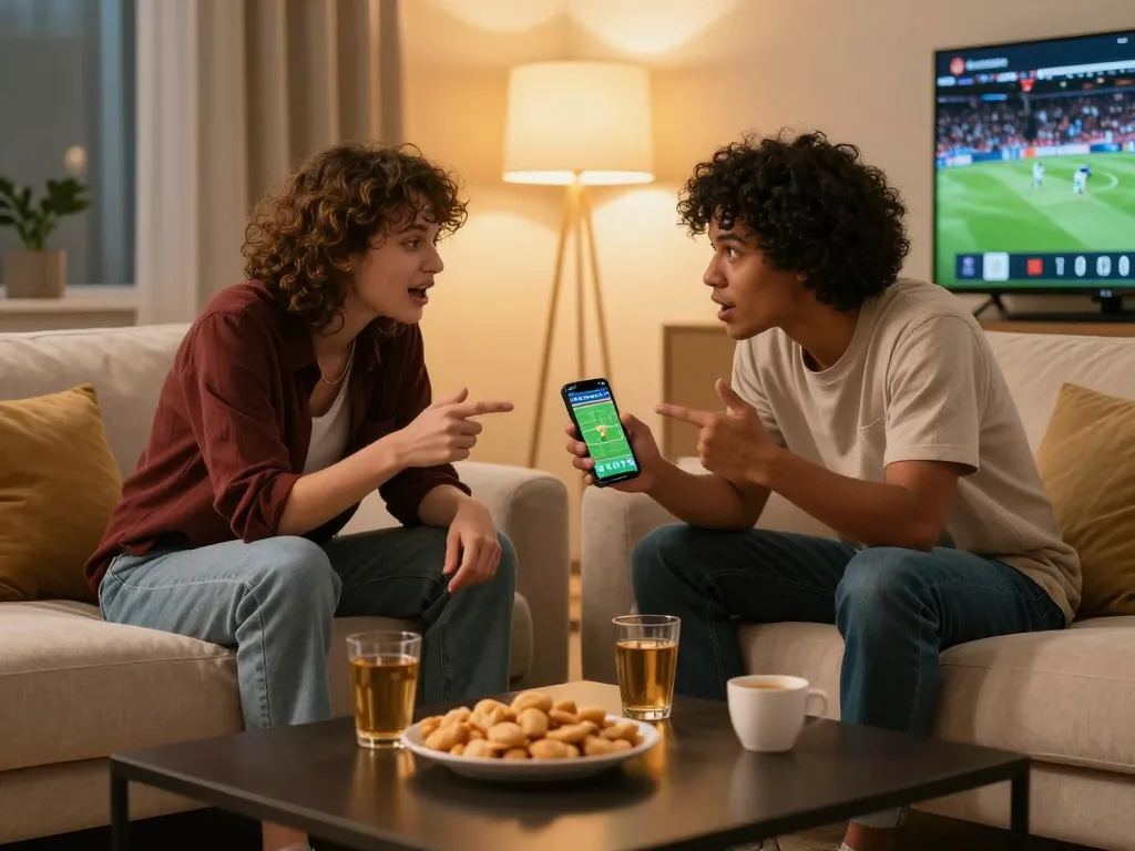 Socolive sports betting app displayed on smartphone during casual home game night.