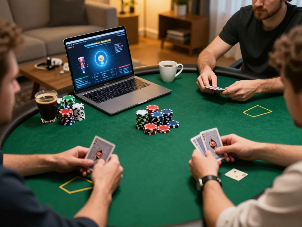 Players engaged in a thrilling sunwingo online poker game from a cozy home setting