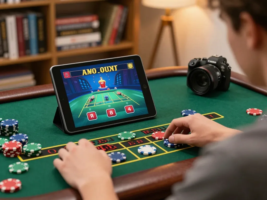 Engaging with HITCLUB's live dealer blackjack game on a cozy tablet setup at home