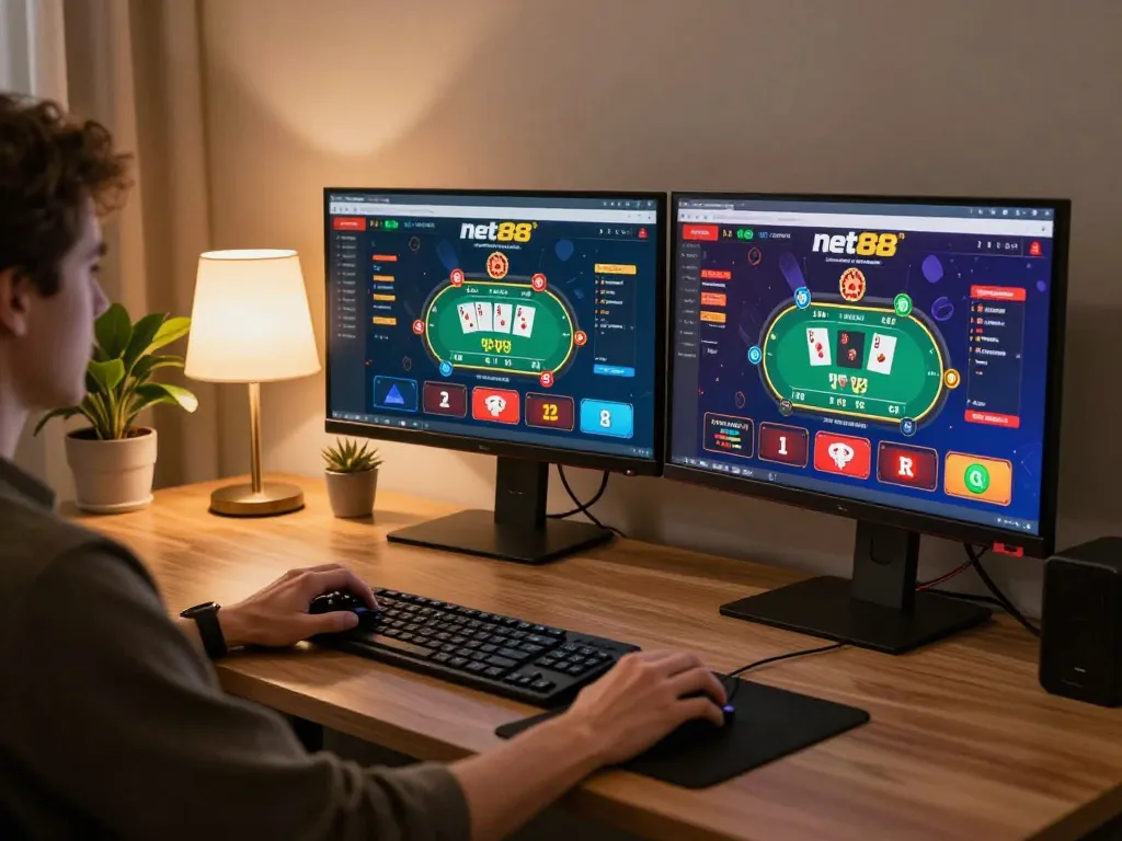 Engaging live dealer games on net88 interface with cozy gaming setup
