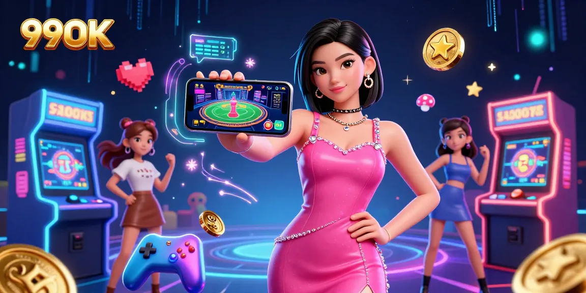 Experience the vibrant energy of 99OK with a stunning live dealer casino game illustration.