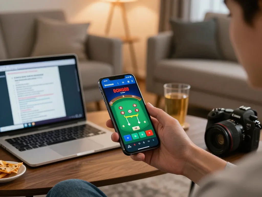BONG88i mobile app interface displayed on a smartphone during an engaging online gaming session at home.