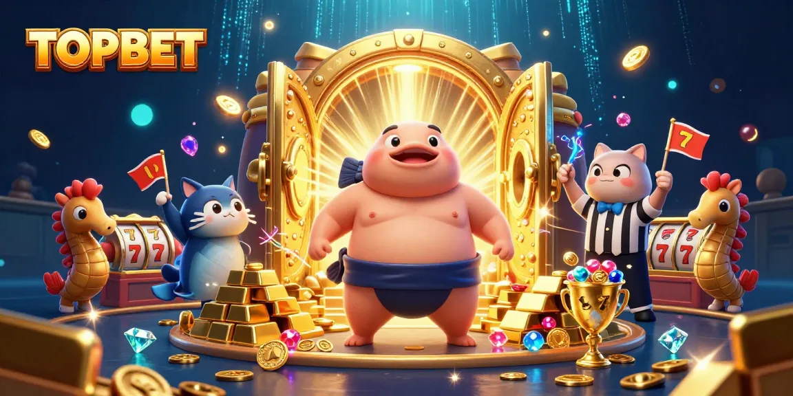 Engage with TOPBET’s vibrant underwater casino scene featuring a fugu, mythic treasures, and excitement.