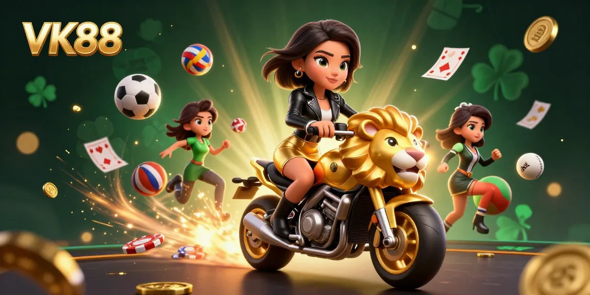 Experience the thrilling VK88 gaming adventure with dynamic characters and vibrant casino elements.