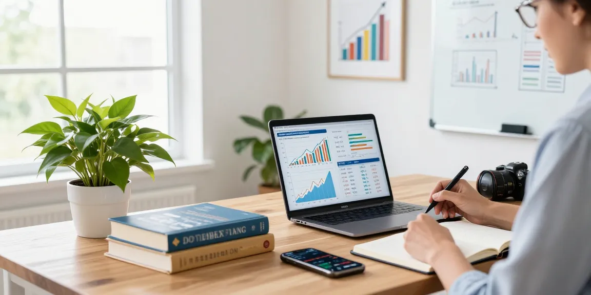 Analyzing investment strategies with indexfonds in a modern home office.