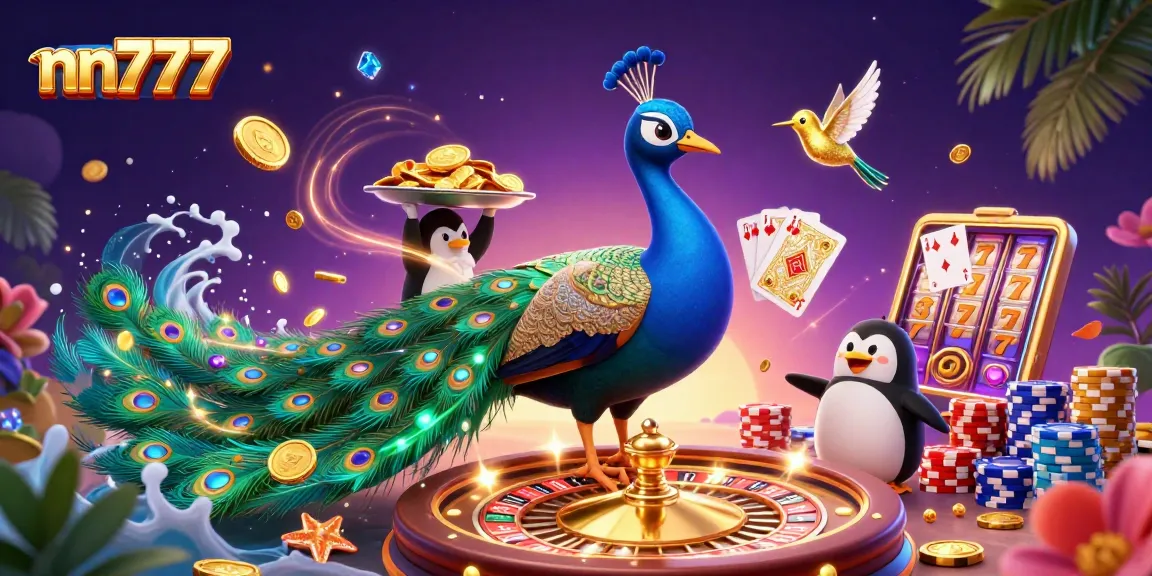 Experience the thrill at nn777 with a stunning casino scene featuring games and vibrant characters.