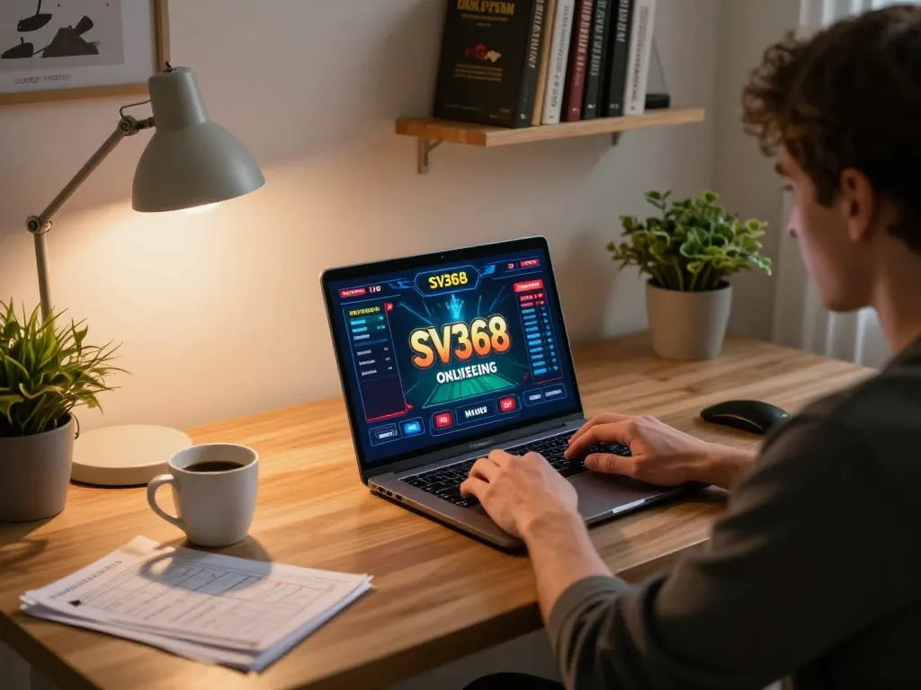 SV368 user engaging with dynamic online gambling interface, showcasing strategic gameplay.