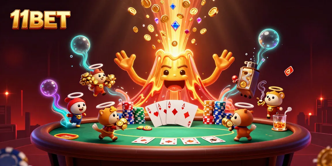 Experience excitement at 11BET with this vibrant casino illustration showcasing energetic gameplay.