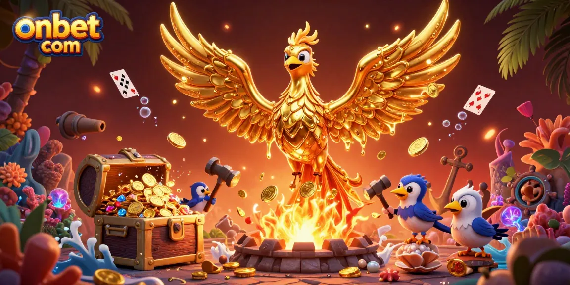 Experience the thrill of gaming with onbet com's vibrant casino scene showcasing dynamic elements and golden rewards.