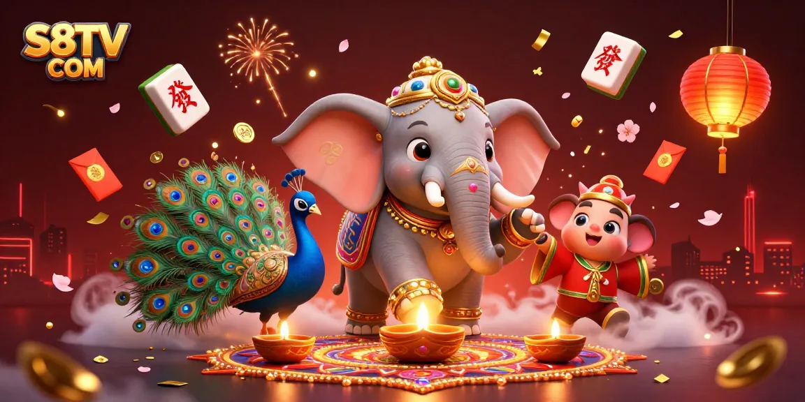 S8TV COM captures the thrill of online betting with colorful 3D gambling elements and celebrations.