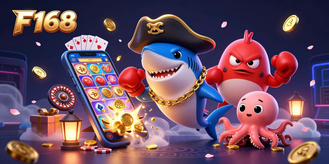 Experience the thrill of F 168's vibrant casino world with dynamic characters and exciting gaming elements.