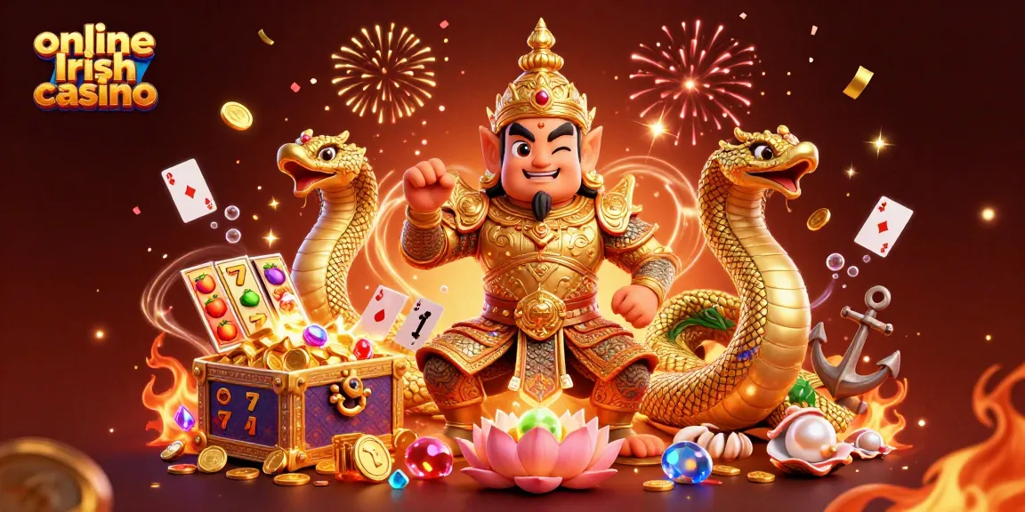 Experience vibrant gameplay in an online Irish casino with dynamic characters and symbols.