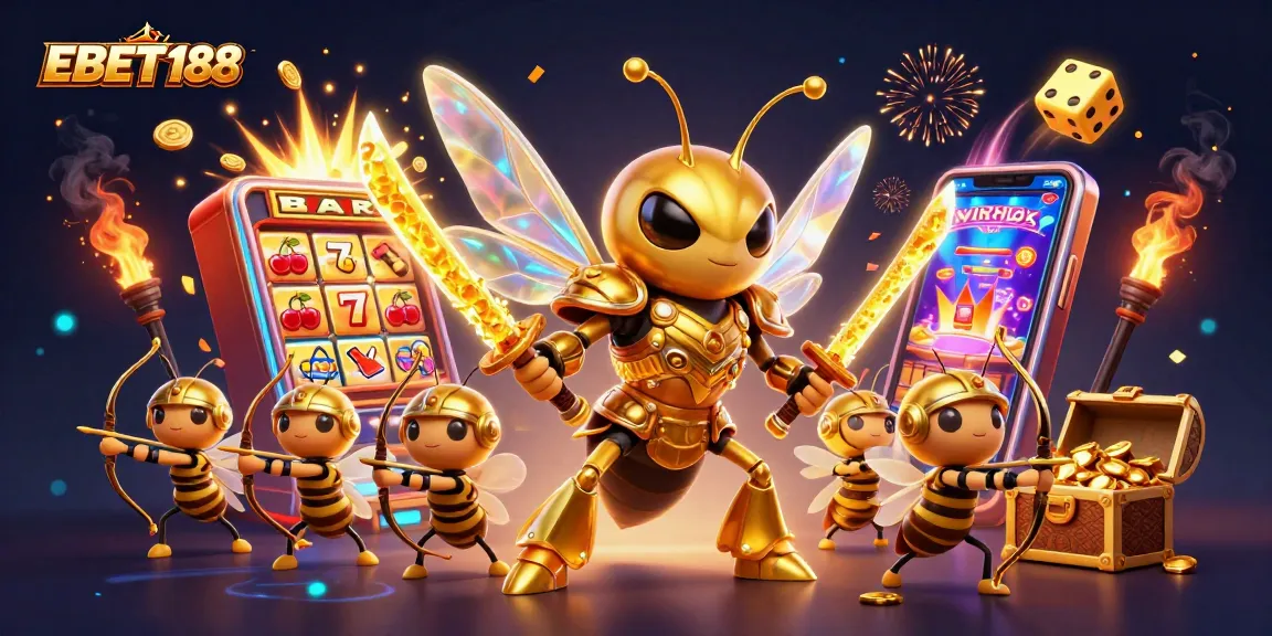 Win big with EBET188 in an exciting casino world bursting with vibrant slot machines and golden treasures!
