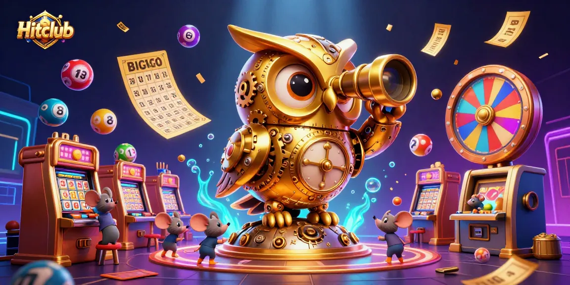 Hitclub players enjoy an exciting gaming experience amidst vibrant lottery balls and dazzling casino elements.