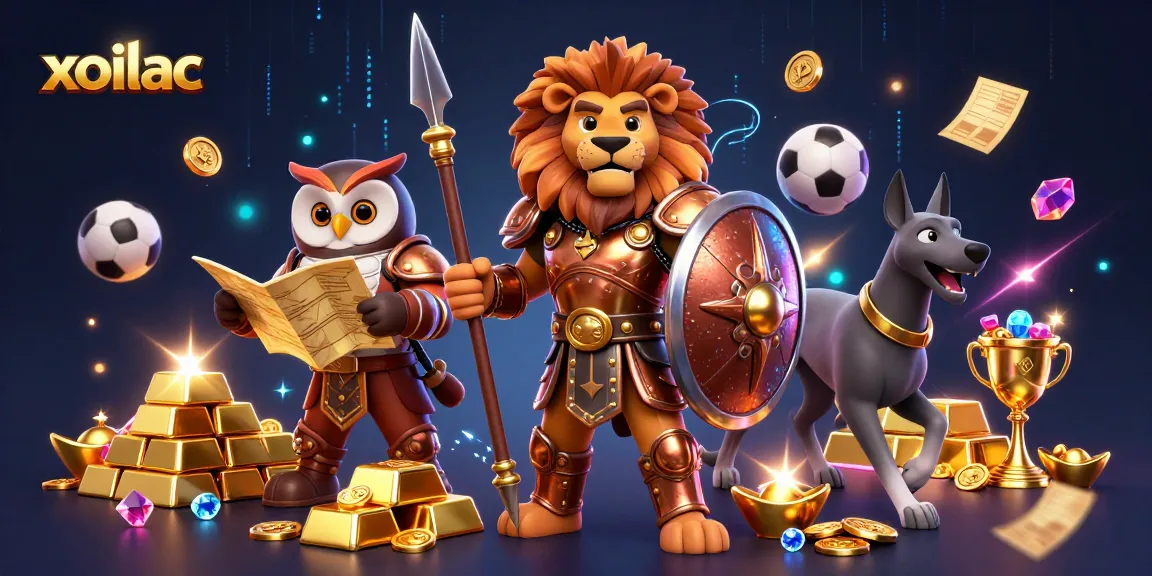 Engage in thrilling sports betting excitement with xoilac, showcasing 3D characters and gold treasures.