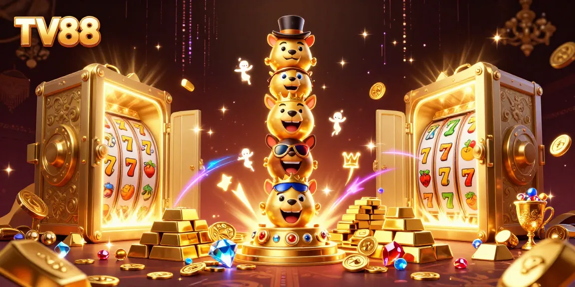 Spin to win at TV88 with vibrant slot machines and a dynamic casino-themed scene.
